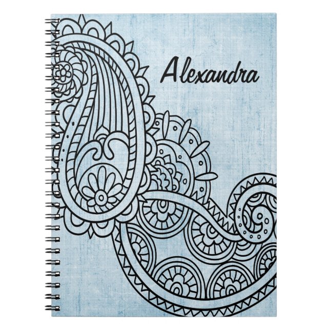Cuaderno Bloc de notas Motif de Blue Mehndi (Frente)