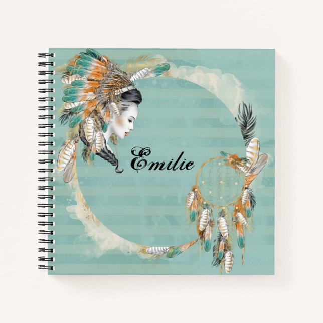 Cuaderno Bloc de notas nativo-americano personalizado (Anverso)