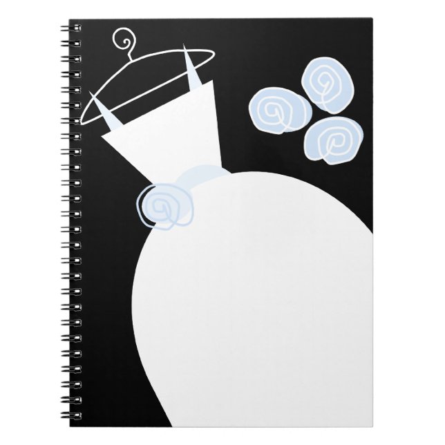 Cuaderno bloc de notas negro con color azul boda (Frente)