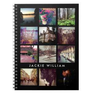 Cuaderno Bloc de notas negro de fotos personalizadas en Ins