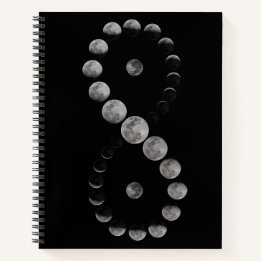 Cuaderno bloc de notas negro de luna infinita