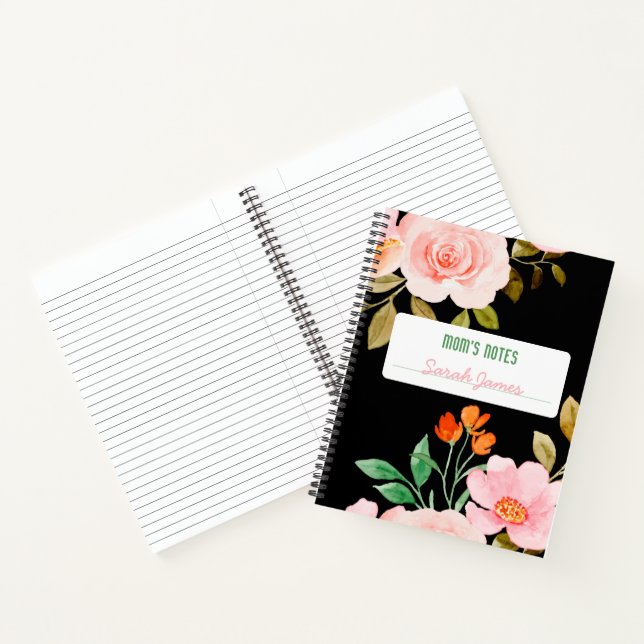 Cuaderno Bloc de notas negro personalizado "Mom's Notes" (Interior)
