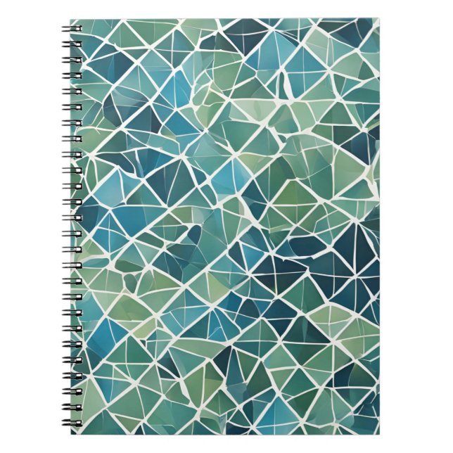 Cuaderno Bloc de notas oceánicas de mosaico - Diseño azul y (Frente)