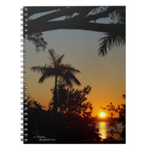 Cuaderno Bloc de notas oceánico de la palmera del amanecer
