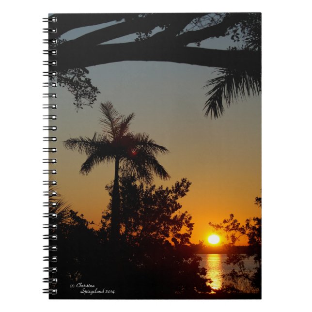 Cuaderno Bloc de notas oceánico de la palmera del amanecer (Frente)
