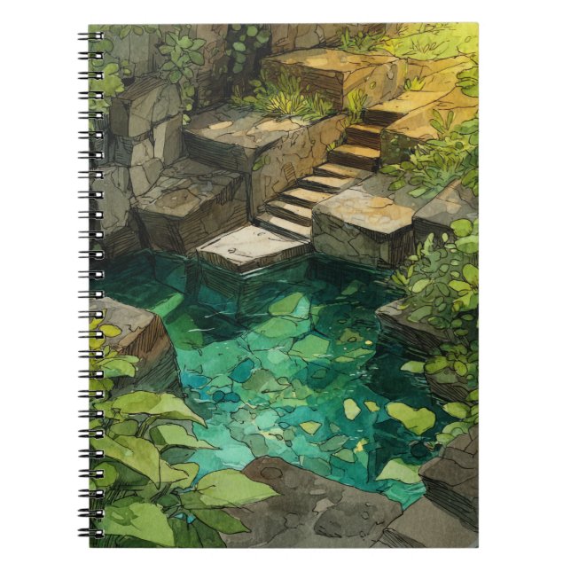 Cuaderno Bloc de notas oculto de piscina de jungla (Frente)