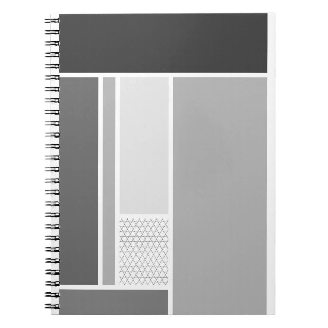 Cuaderno bloc de notas onocromo de bloques geométricos (Frente)