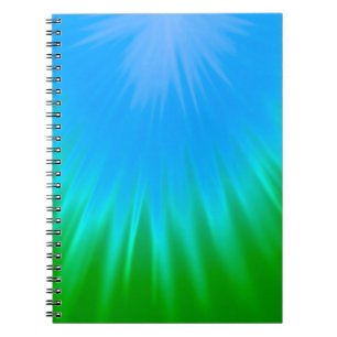 Cuaderno Bloc de notas panorámico azul y verde vibrante