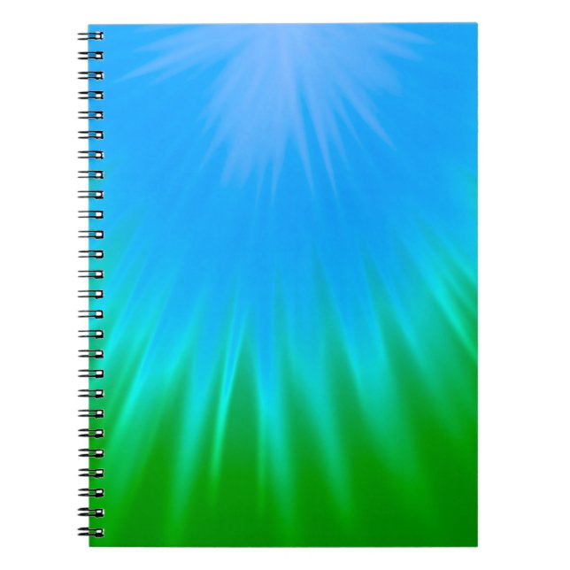 Cuaderno Bloc de notas panorámico azul y verde vibrante (Frente)