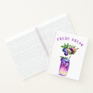 Cuaderno Bloc de notas para bebidas azules frescas - Texto 