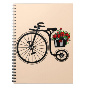 Cuaderno Bloc de notas para bicicletas con flores - Su colo