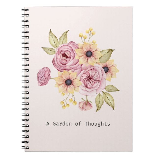 Cuaderno Bloc de notas para Bouquet con flores en el Jardín (Frente)