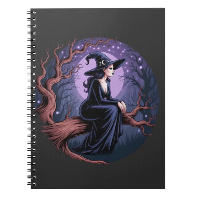 Cuaderno Bloc de notas para brujas iluminado por luna (Frente)
