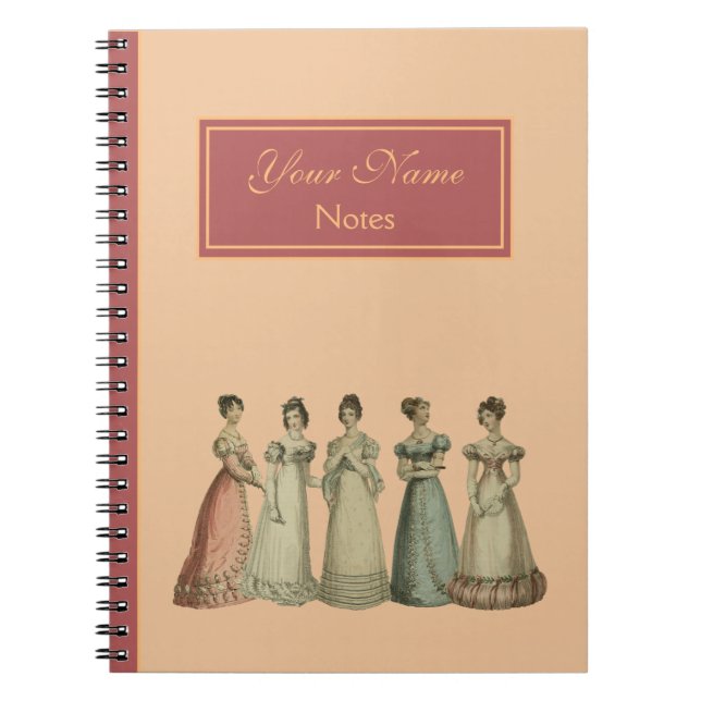Cuaderno Bloc de notas para damas de regencia retro para fa (Frente)