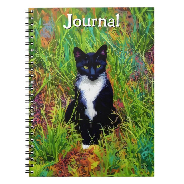 Cuaderno Bloc de notas para Diario de arte pop de gato de T (Frente)