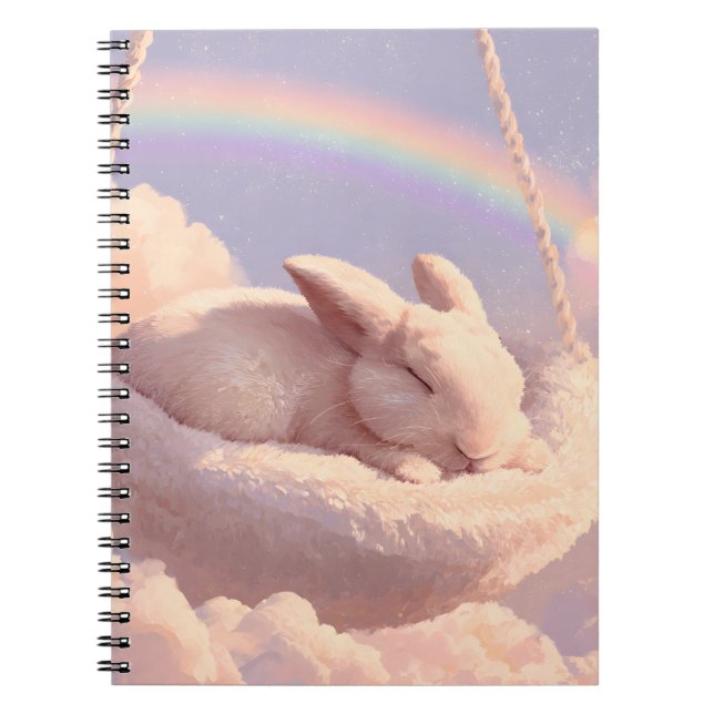 Cuaderno Bloc de notas para el arcoiris de un conejo durmie (Frente)