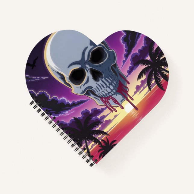 Cuaderno Bloc de notas para el atardecer de cráneo tropical (Anverso)
