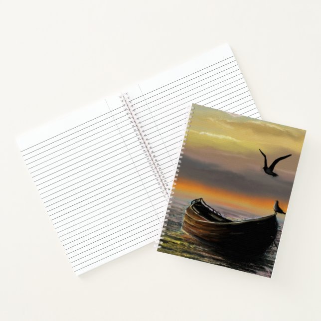 Cuaderno Bloc de notas para el barco con atardecer (Interior)