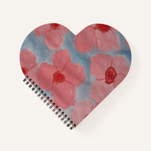 Cuaderno Bloc de notas para el corazón de flores rosadas de