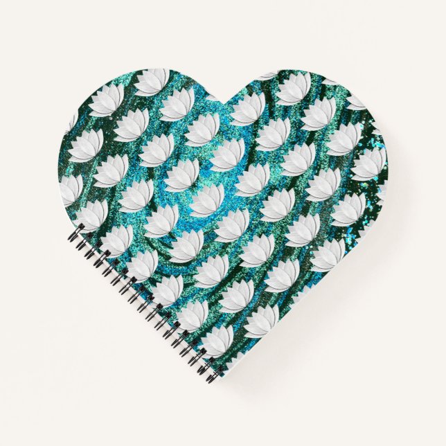 Cuaderno Bloc de notas para el corazón de Lotus Flower Blue (Anverso)