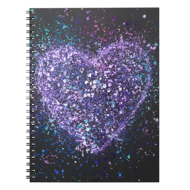 Cuaderno Bloc de notas para el corazón púrpura (Frente)