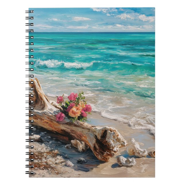 Cuaderno Bloc de notas para el océano tropical con flores d (Frente)
