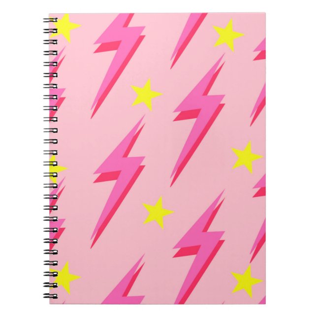 Cuaderno Bloc de notas para el patrón Lightning rosado para (Frente)