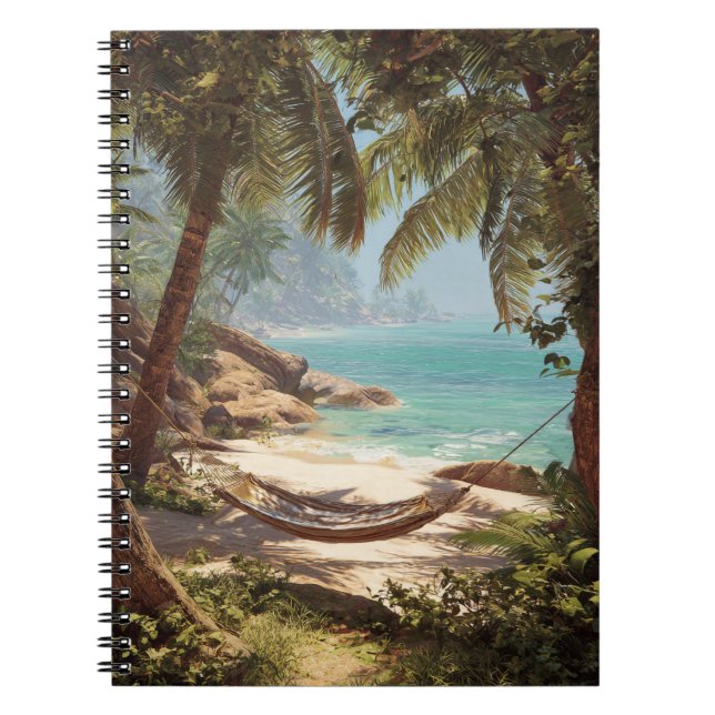 Cuaderno Bloc de notas para escapar de hamaca tropical (Frente)
