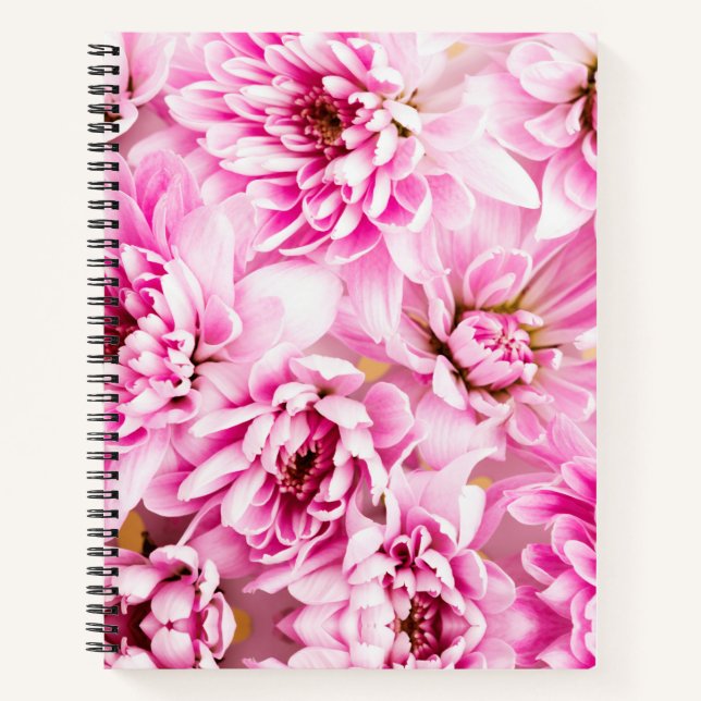Cuaderno Bloc de notas para flores de crisantemo rosa (Anverso)