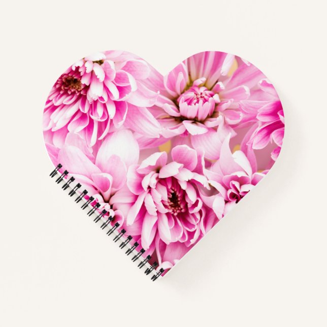 Cuaderno Bloc de notas para flores de crisantemo rosa (Anverso)