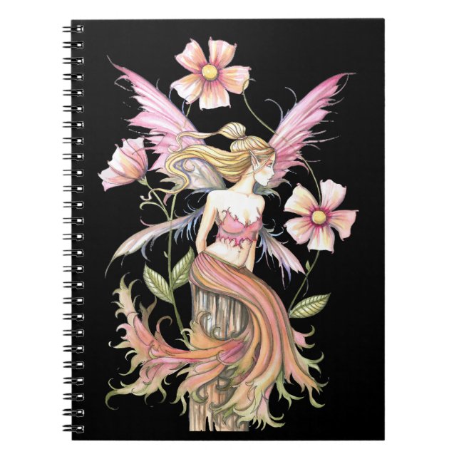 Cuaderno Bloc de notas para flores rosadas (Frente)