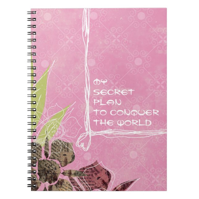Cuaderno Bloc de notas para flores rosadas de plan secreto (Frente)