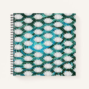 Cuaderno Bloc de notas para galaxias azul verde de flores d