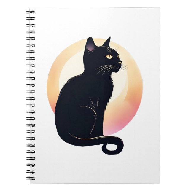 Cuaderno Bloc de notas para gato negro con foto espiral (Frente)