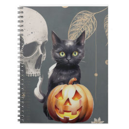 Cuaderno Bloc de notas para gato negro y calabaza para Hall