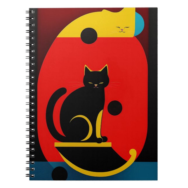 Cuaderno Bloc de notas para gatos abstracto moderno (Frente)