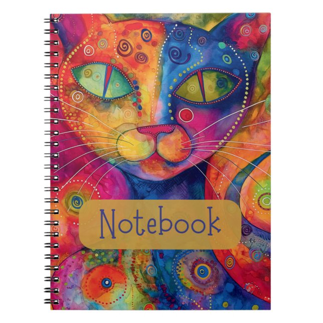 Cuaderno Bloc de notas para gatos colorido (Frente)