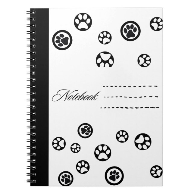 Cuaderno Bloc de notas para gatos en blanco y negro (Frente)