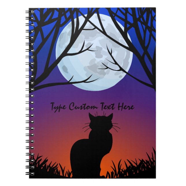 Cuaderno Bloc de notas para gatos en negro personalizado (Frente)
