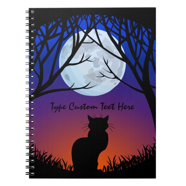 Cuaderno Bloc de notas para gatos en negro personalizado (Frente)