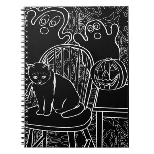 Cuaderno Bloc de notas para gatos y fantasmas de Halloween
