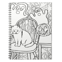 Cuaderno Bloc de notas para gatos y fantasmas de Halloween