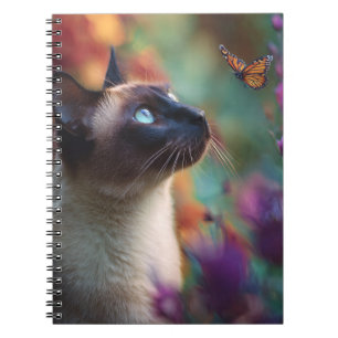 Cuaderno Bloc de notas para gatos y mariposas de Siamese