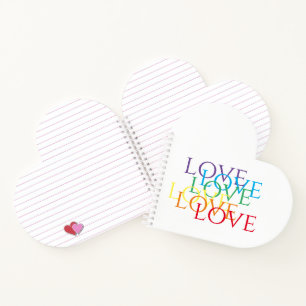 Cuaderno Bloc de notas para la forma del corazón de AMOR en