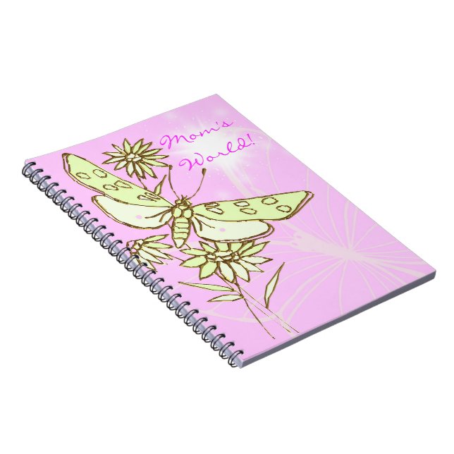 Cuaderno Bloc de notas para mariposa de limón limón rosa (Lado Derecho)