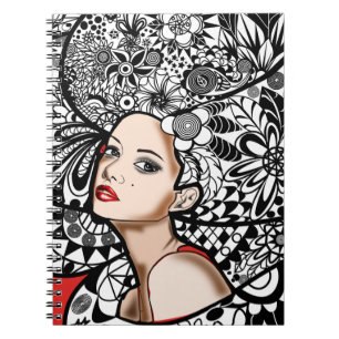 Cuaderno Bloc de notas para mujeres de pelo de flores