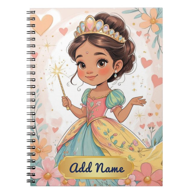Cuaderno Bloc de notas para Princesa Cuta - Añadir nombre (Frente)