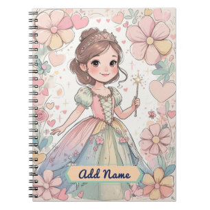 Cuaderno Bloc de notas para princesas Pastel - Nombre edita