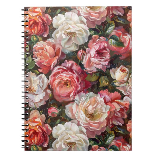 Cuaderno Bloc de notas para Rosas de pintura de aceite (Frente)