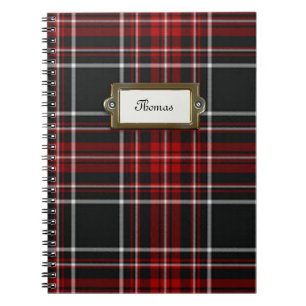 Cuaderno Bloc de notas para tartán negro, rojo y blanco